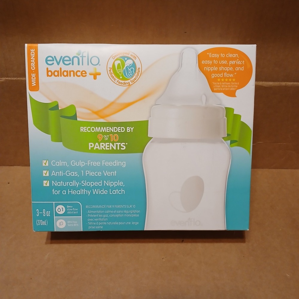 Evenflo Balance Wide-Neck Anti-Colic Baby Bottles 3, 9oz Slow Flow